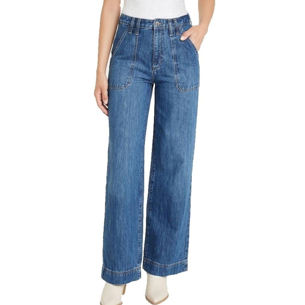 Universal Thread High Rise‎ Wide Leg Jeans Womens 10 S Blue Patch Pockets